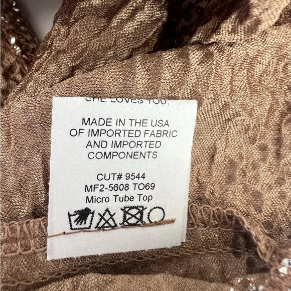 Show Me Your Mumu Micro Tube Top Champagne Silver Confetti Size S Sparkly Retro - Picture 8 of 8